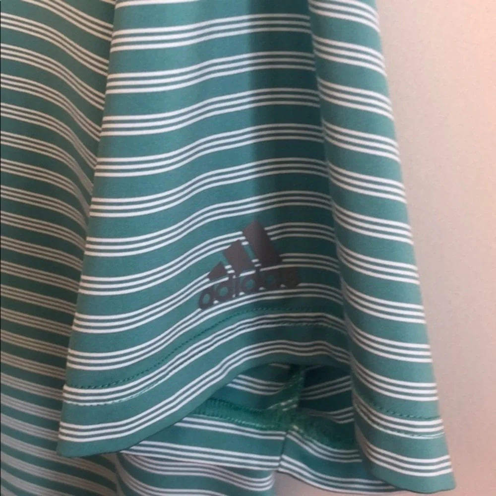 Adidas Green‎ and White Striped Polo Size Large